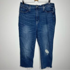 Madewell The Mom Jean High Rise Plus size 33 Distressed stretchy